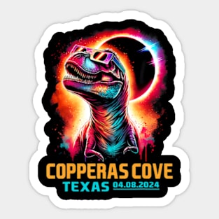 Copperas Cove Texas Total Solar Eclipse 2024 T Rex Dinosaur Sticker